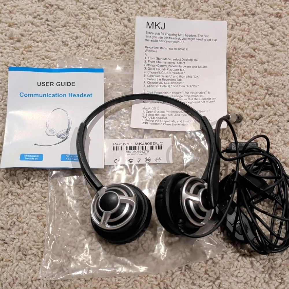 MKJ USB Headset With Noise Cancelling Microphone And Volume Controller
